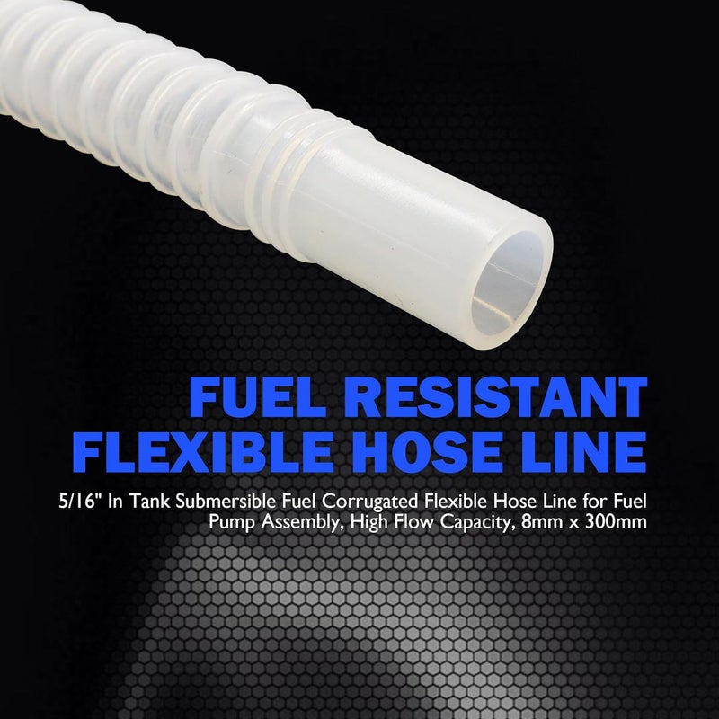 OXCANO 5/16" In Tank Submersible Fuel Corrugated Flexible Hose Line for Fuel Pump Assembly, Corrugated Fuel Resistant Flexible Hose Line Compatible with E-85 Ethanol Fuels and Gasoline, 9mm x 300mm White - Image 3